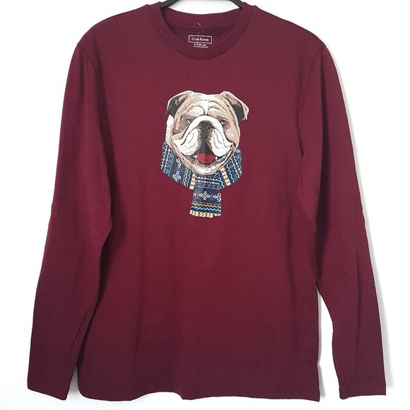 Club Room Red Plum Bulldog Scarf Graphic, S - NWT - Picture 1 of 5